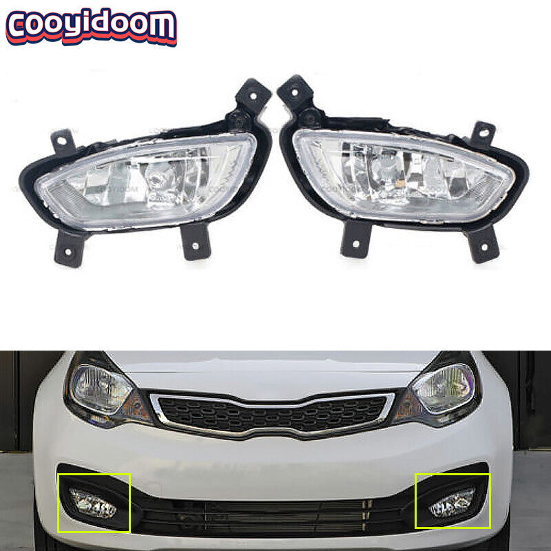 1 Pair Front Bumper Fog Light for KIA RIO SEDAN 2012-2015 DriverPassenger Side
