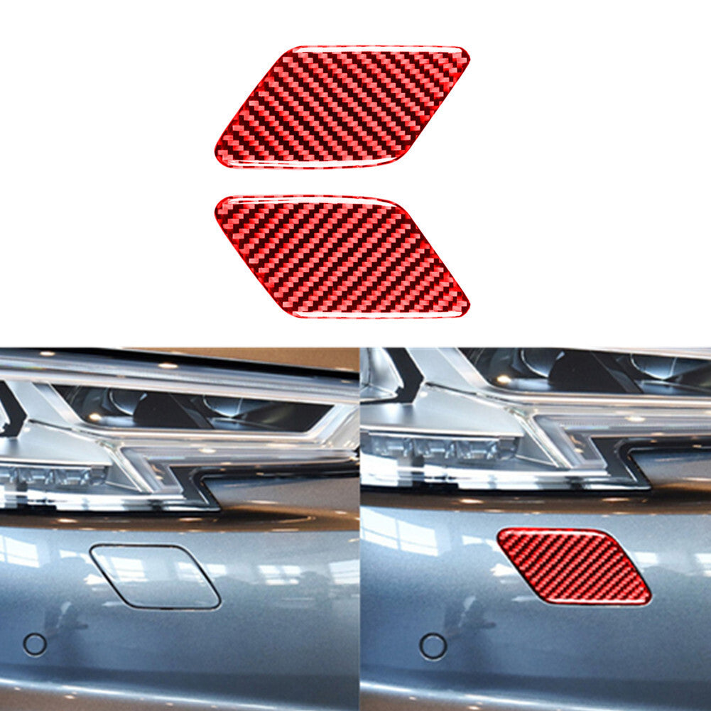 for Audi for A4 2017-2019 Red Carbon Fiber Headlight Clean Panel Cover Trim Sticker