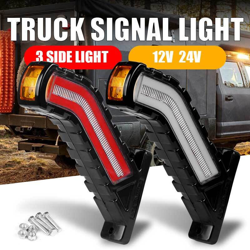 2 LED Trailer Stop Turn Signal Trailer Truck Side Marker Flowing Outline Light