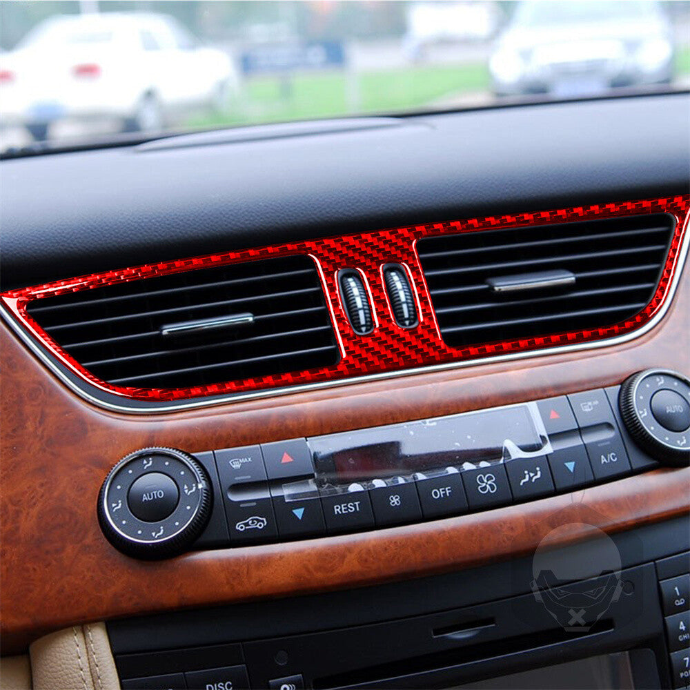 Red Carbon Fiber Center Air Vent Outlet Trim Fit for Benz CLS Class C219 2004-09