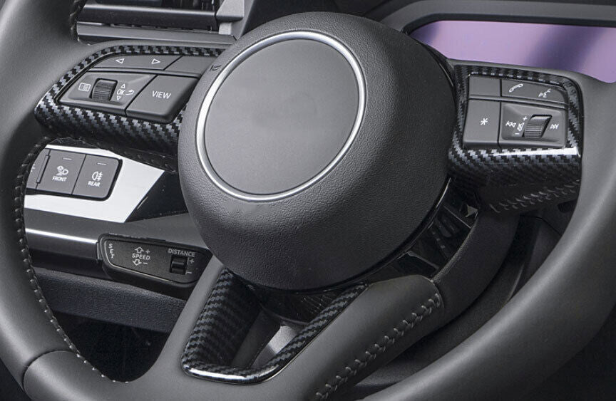 for Audi A3 2022-24 ABS Carbon Fiber Steering Wheel Strip Molding Cover Trim 3P