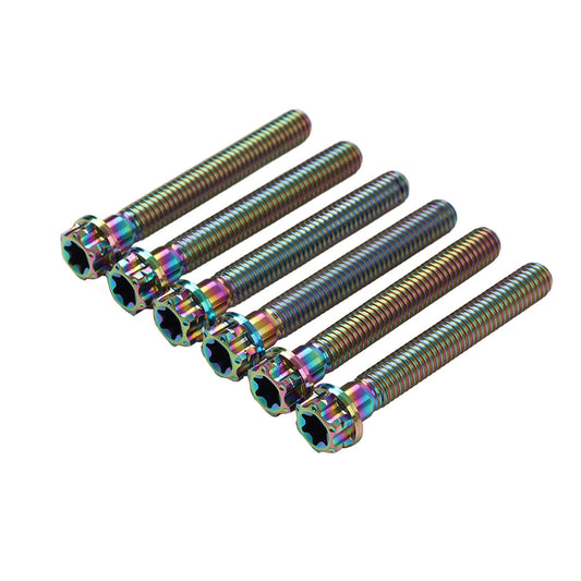 6pcs Bolts Torx Head Flange Screws M8x50mm Rainbow For Motorcycle Bike