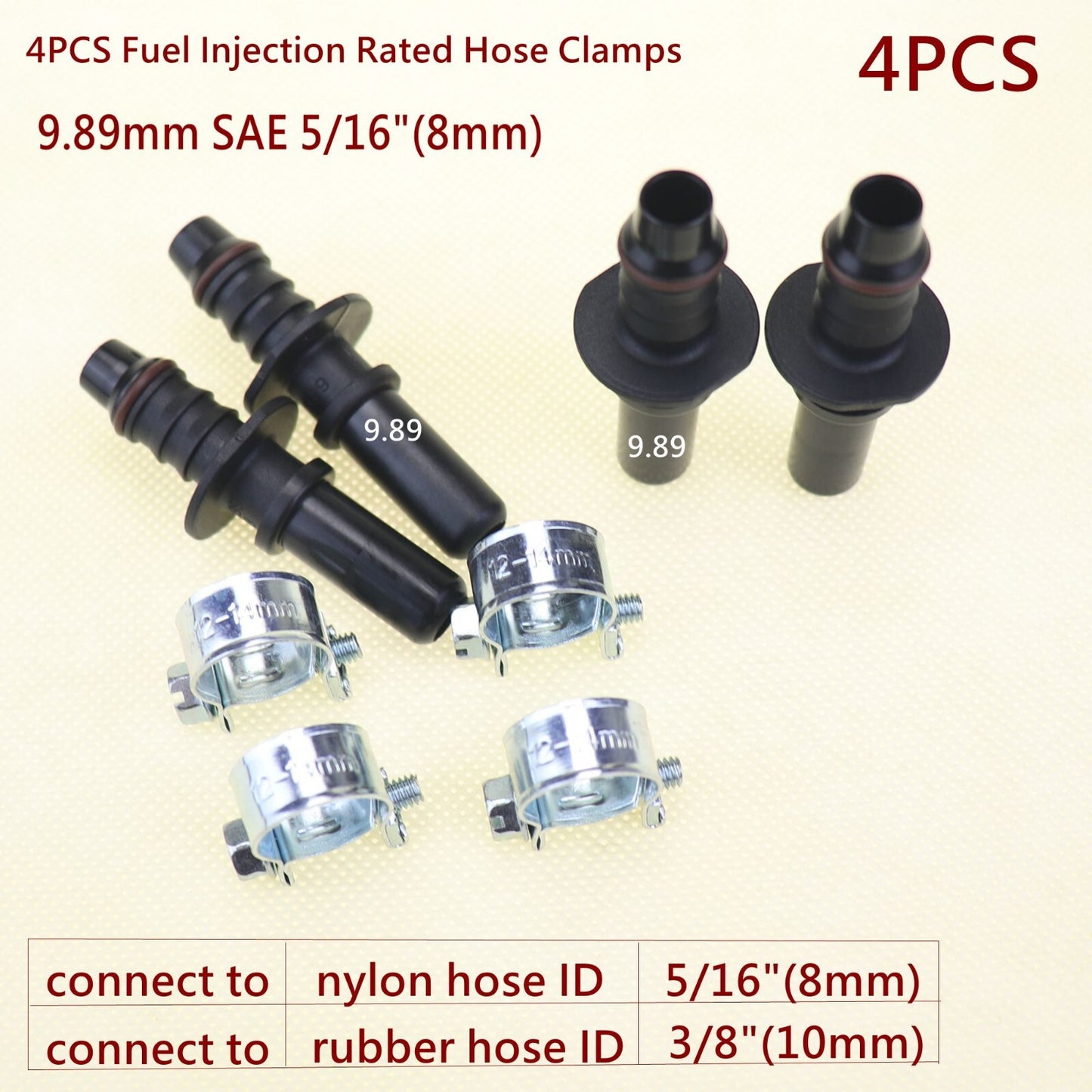 4pcs 9.89mm ID8 Car Fuel Line Hose Pipe Quick Release Male Connect Connector