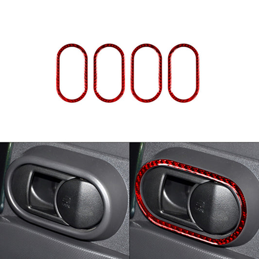 4X Red Carbon Fiber Rear Door Handle Outer Frame Trim for Jeep for Wrangler 2007-10