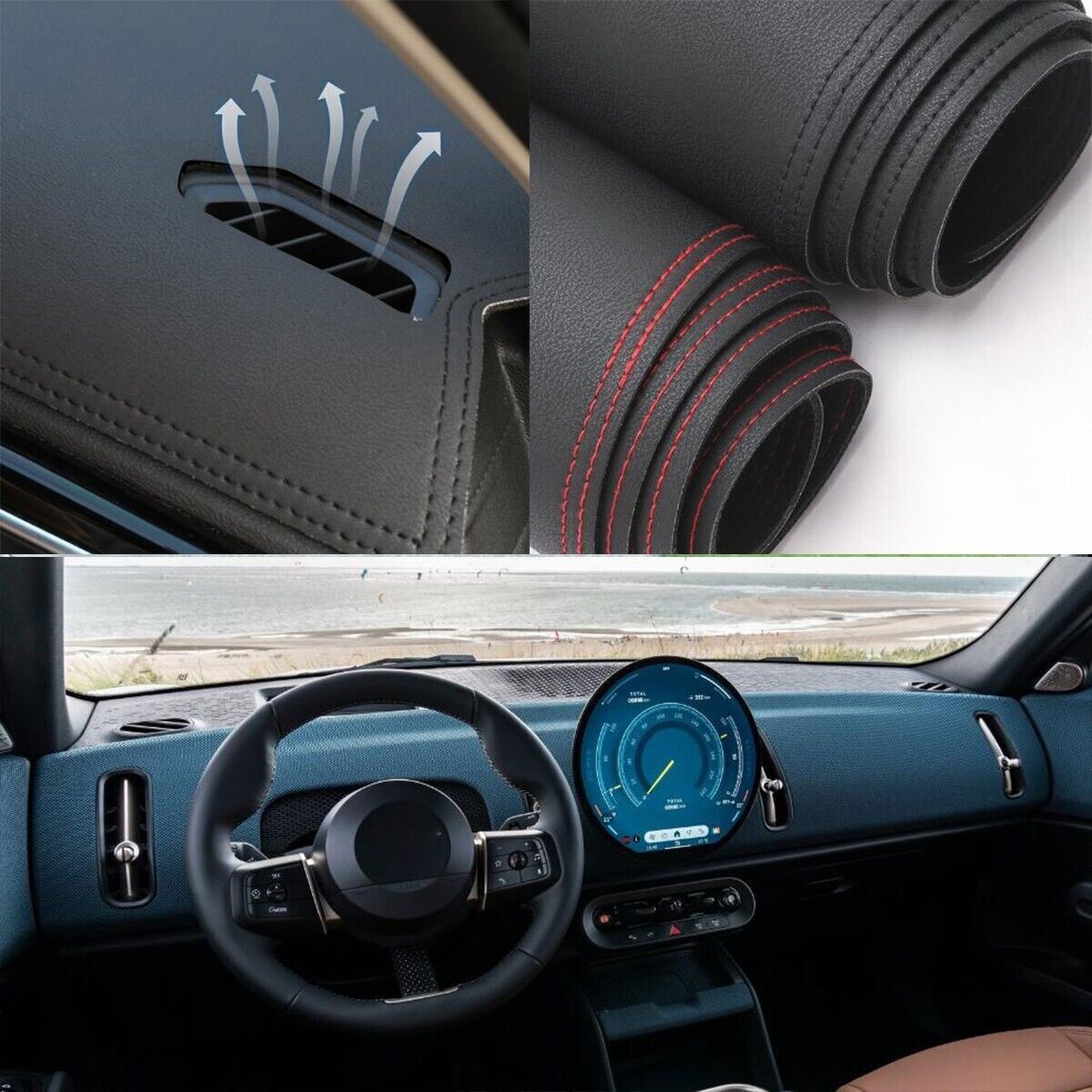 1PCS PU leather Dashboard Dash Mat Non-slip DashMat Shade For Countryman 2024+