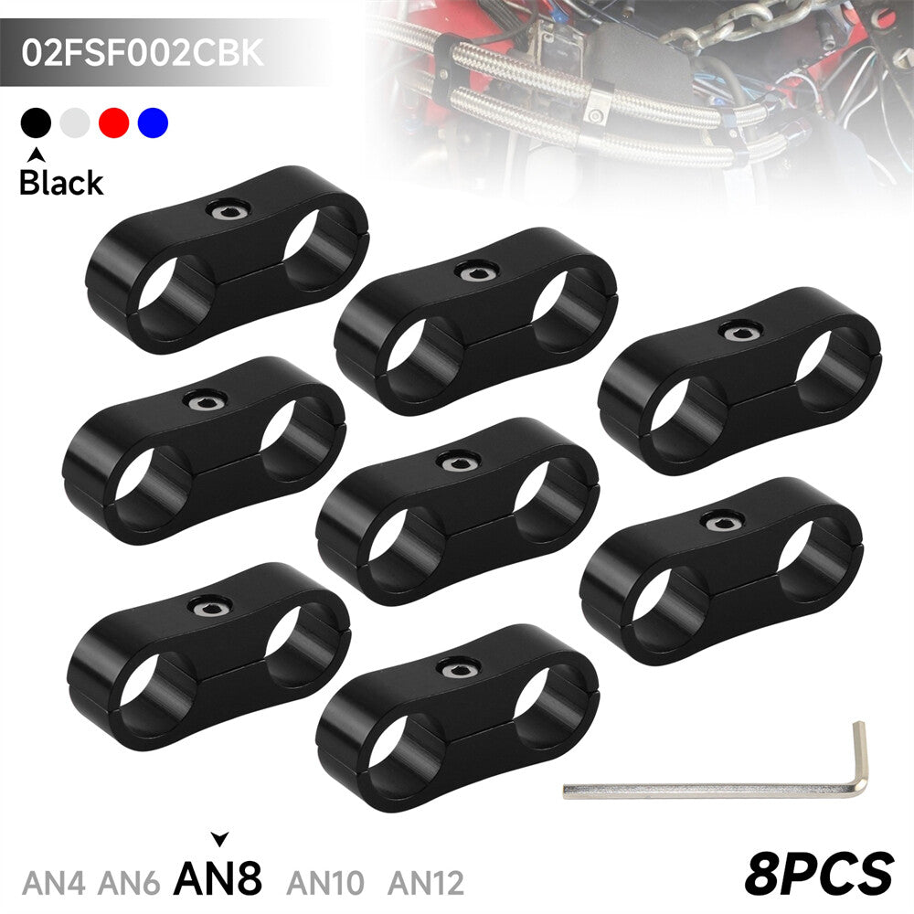 8pcs AN-8 AN8 16MM Braided Hose Separator Clamp Fitting Adapter Bracket BK