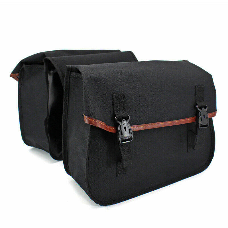 Black motorcycle retro bag, saddle basket, canvas bag, 2-bag storage box