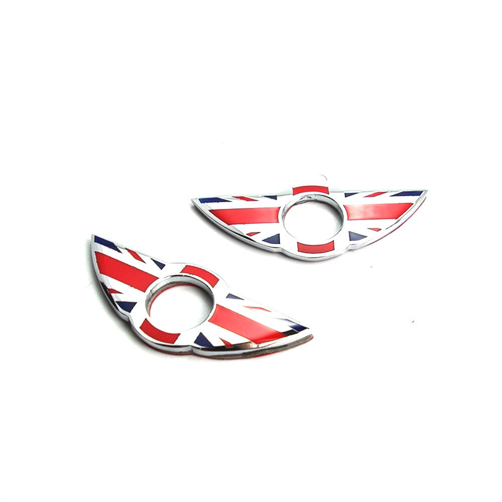 Fits For Cooper 2 Door Angel Wing Union Jack Door Lock Knob Pin Decor Ring