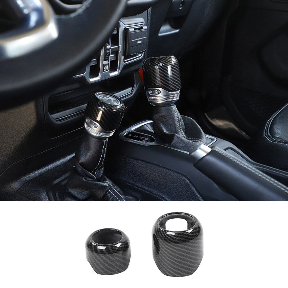 for Jeep for Wrangler JL JT 18+ Gear Shift Knob 4WD Four Wheel Drive Trim ABS Carbon