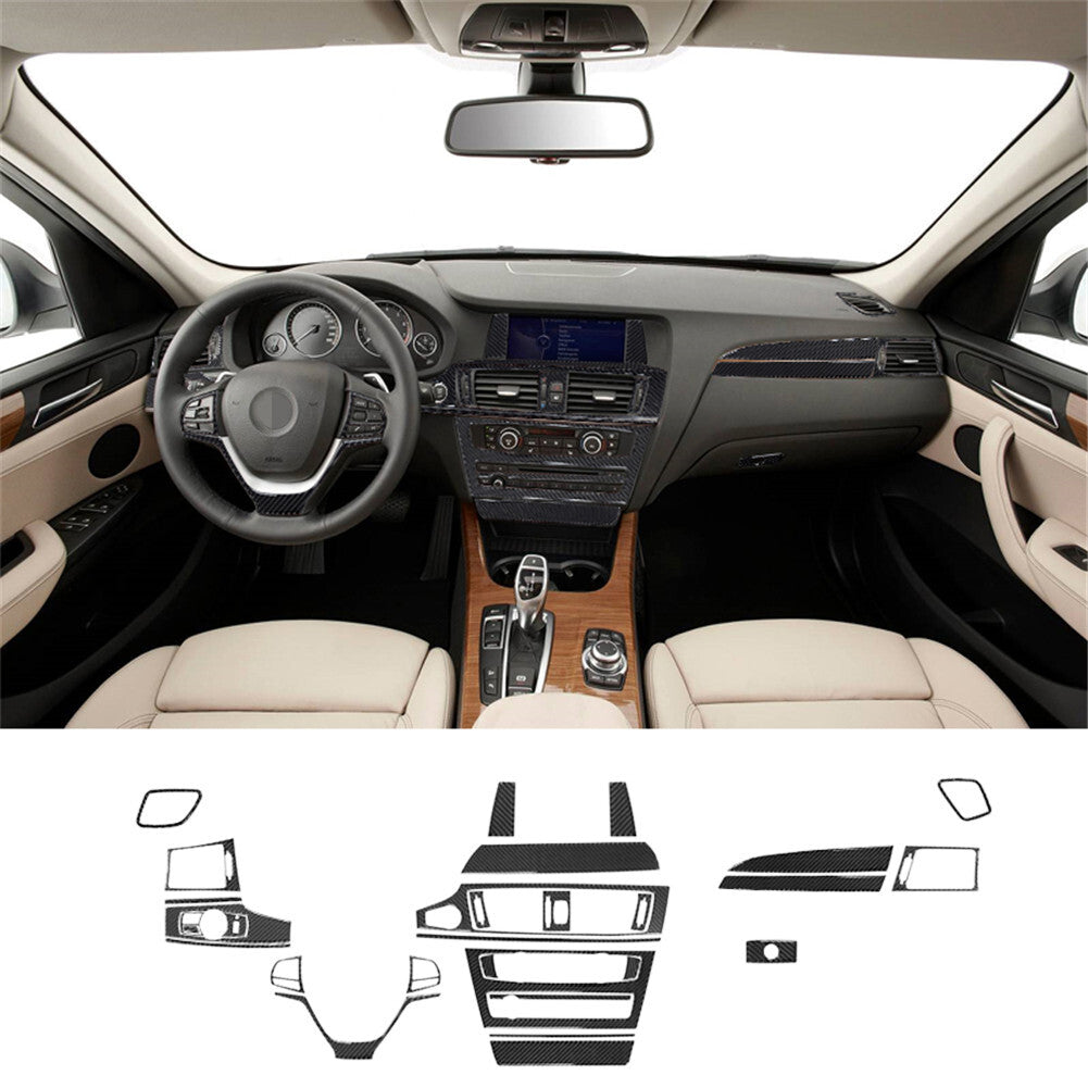 29X Carbon Fiber Center Console Panel Cover Trim for BMW X3 F25 X4 F26 2011-2017