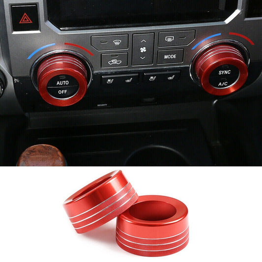 Alloy Red Car Console Air Conditioning Knob Ring Cover For T@yota Tundr@ 2014-20