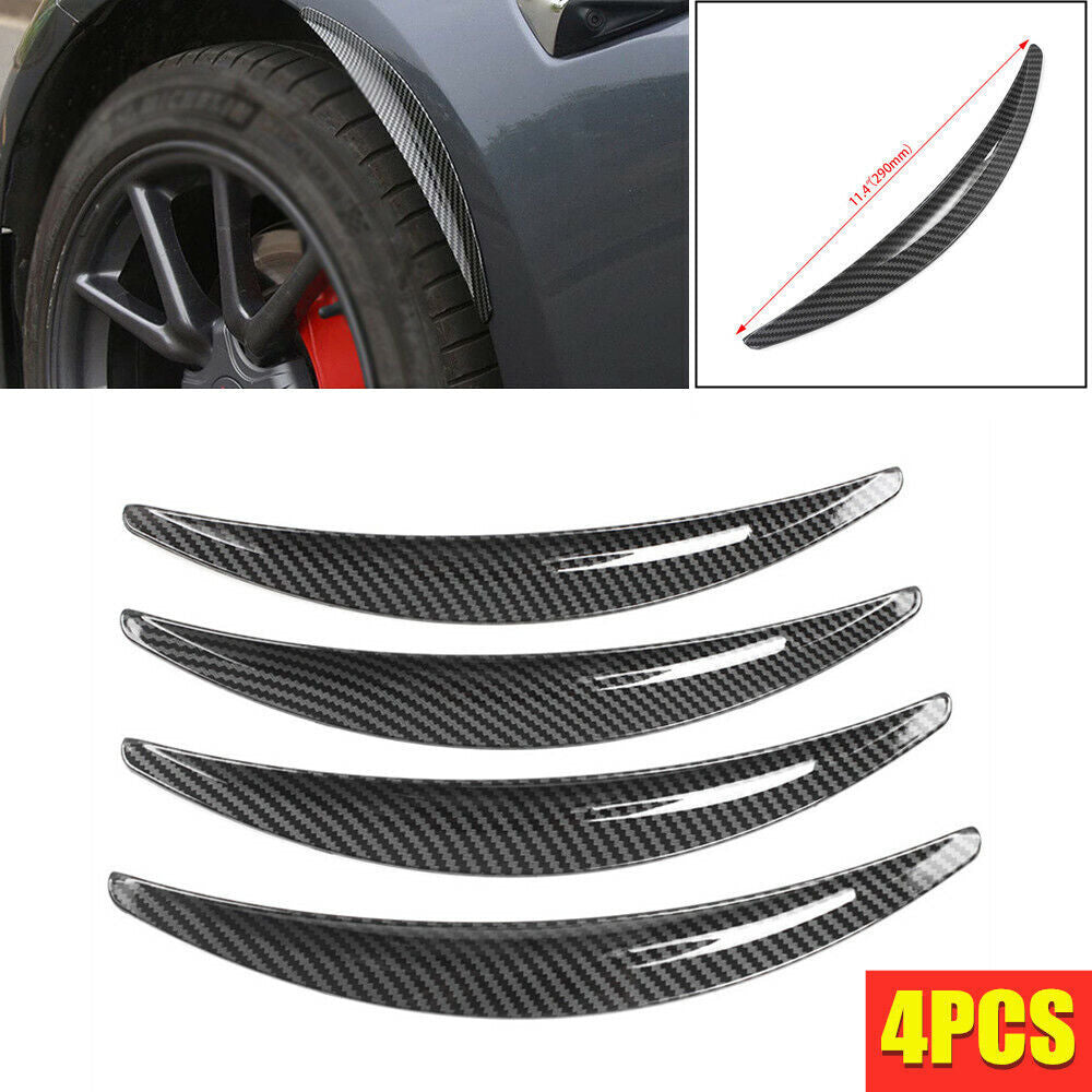 4-Piece Car Carbon Fiber Wheel Arch Trim Lips Mudguard Flare Protection Strips