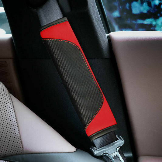Shoulder protection cushion protector car for seat belt carbon fiber red + black