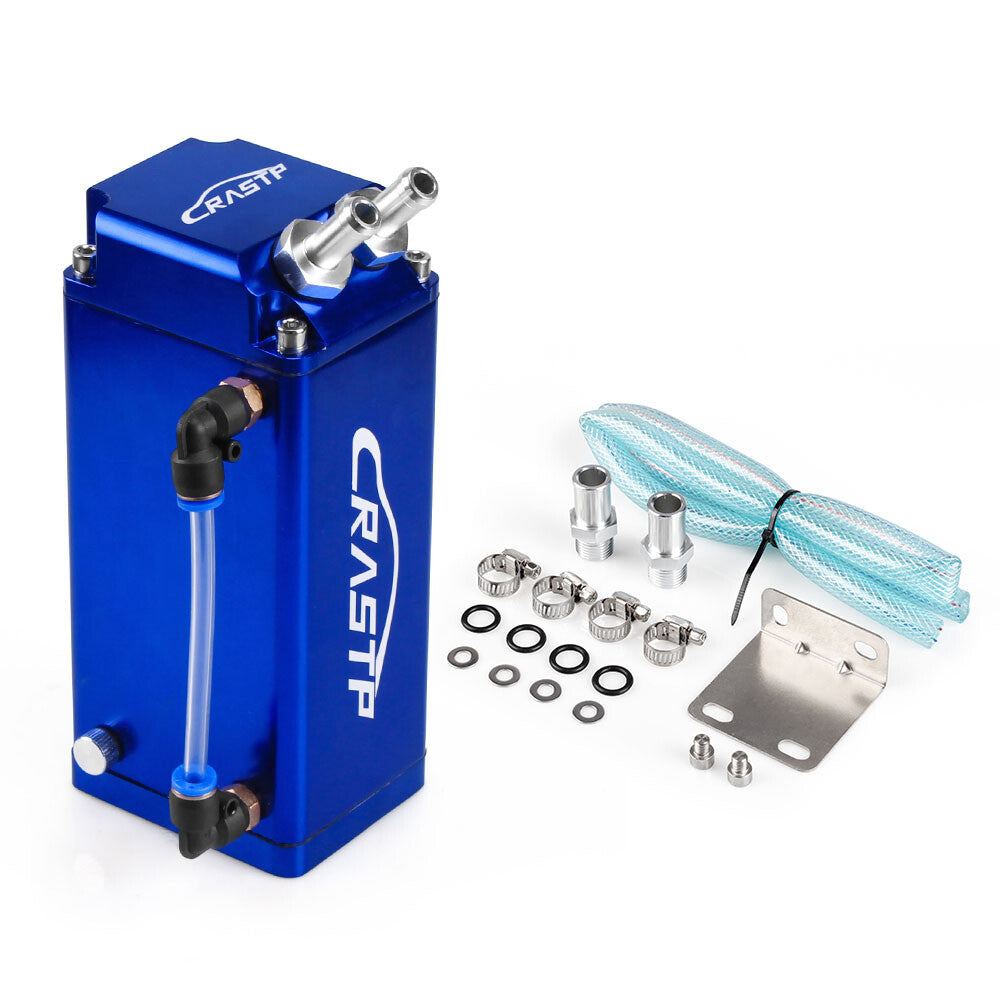 Square Shape Engine Oil Catch Can Tank Reservoir Breather Fuel Tank Blue