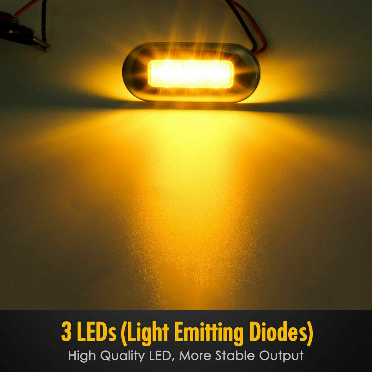4x Amber 3 LED Oblong Courtesy Light Yacht Boat Marine Stair Deck Usage 12V