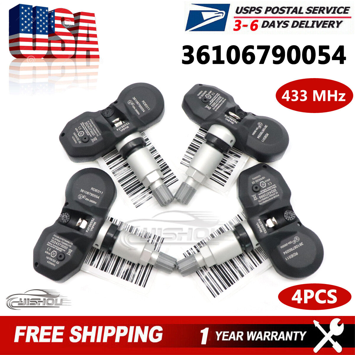New Set 4pcs TIRE PRESSURE SENSOR TPMS Fits for BMW for Mini 433MHz 36106790054 US