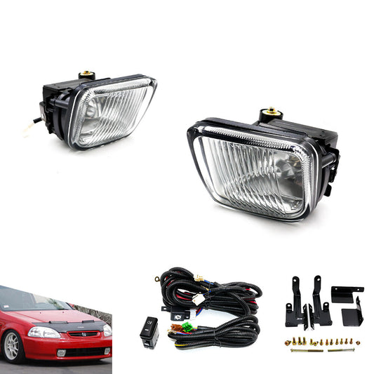 Pair LED Fog Lights Front Bumper Lamp Car Conversion For 96-98 for Honda for Civic white