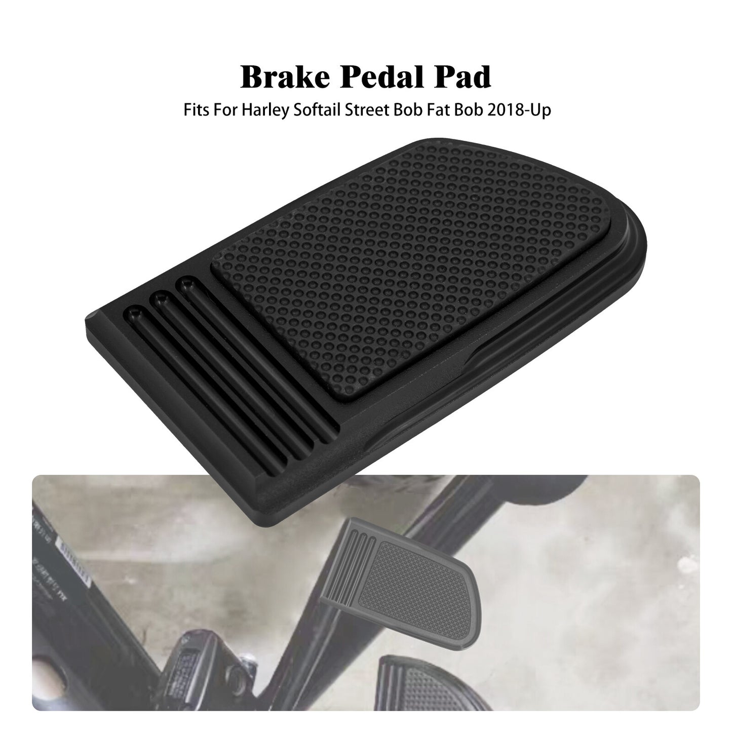 Aluminum Black Brake Pedal Pad Fits for Harley Softail Street Fat Bob 2018-2023
