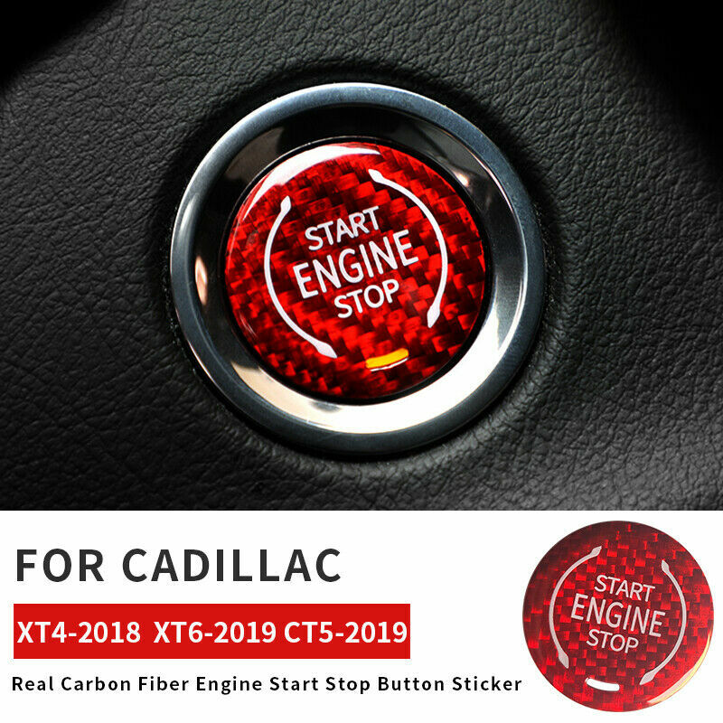 Real Carbon Engine Start Stop Button Switch Cover Trim Fit for Cadillac XT4 CT5