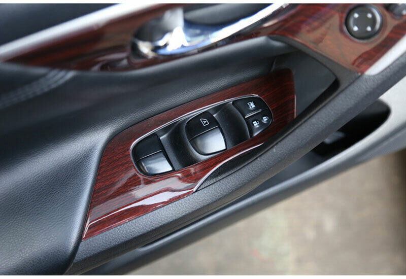 Glass Window Lifting Lock Panel 4PCS for Nissan Altima Teana 2013-18 Wood Grain