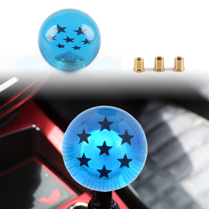 1Pc Blue Dragon Ball Shift Knob W/3 Adapter Universal Manual Transmission 7 Star