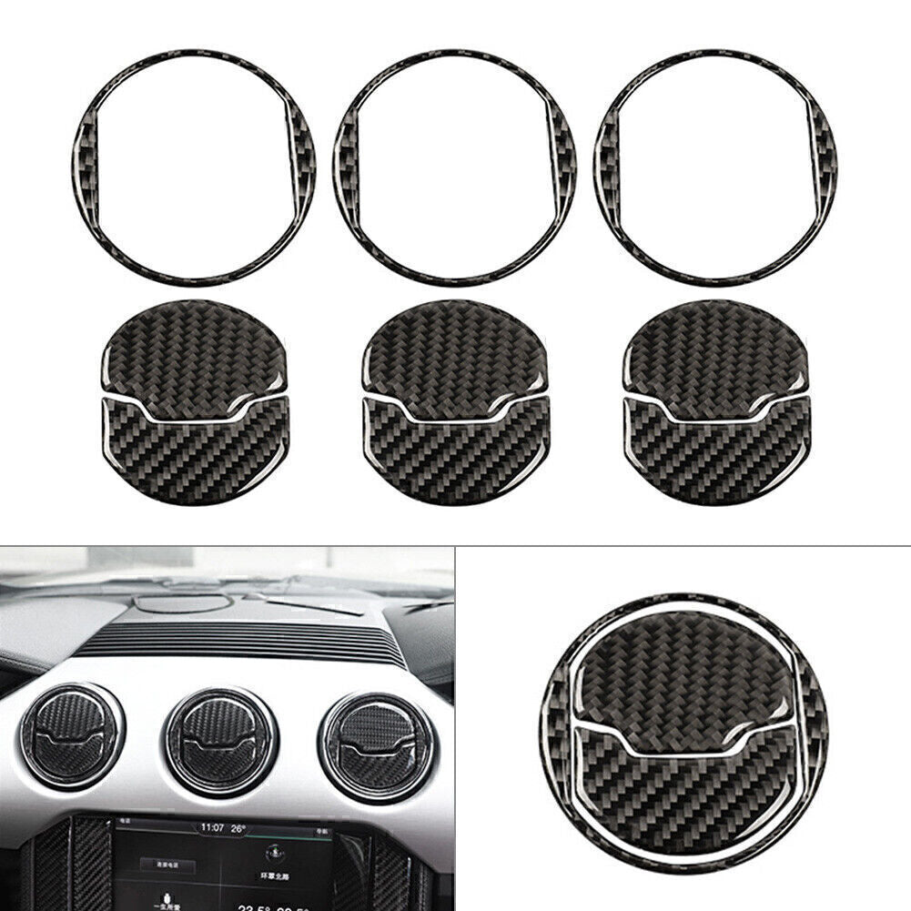 Carbon Fiber Interior Air Vent Outlet Frame Trim Fit for Ford for Mustang 2015-19