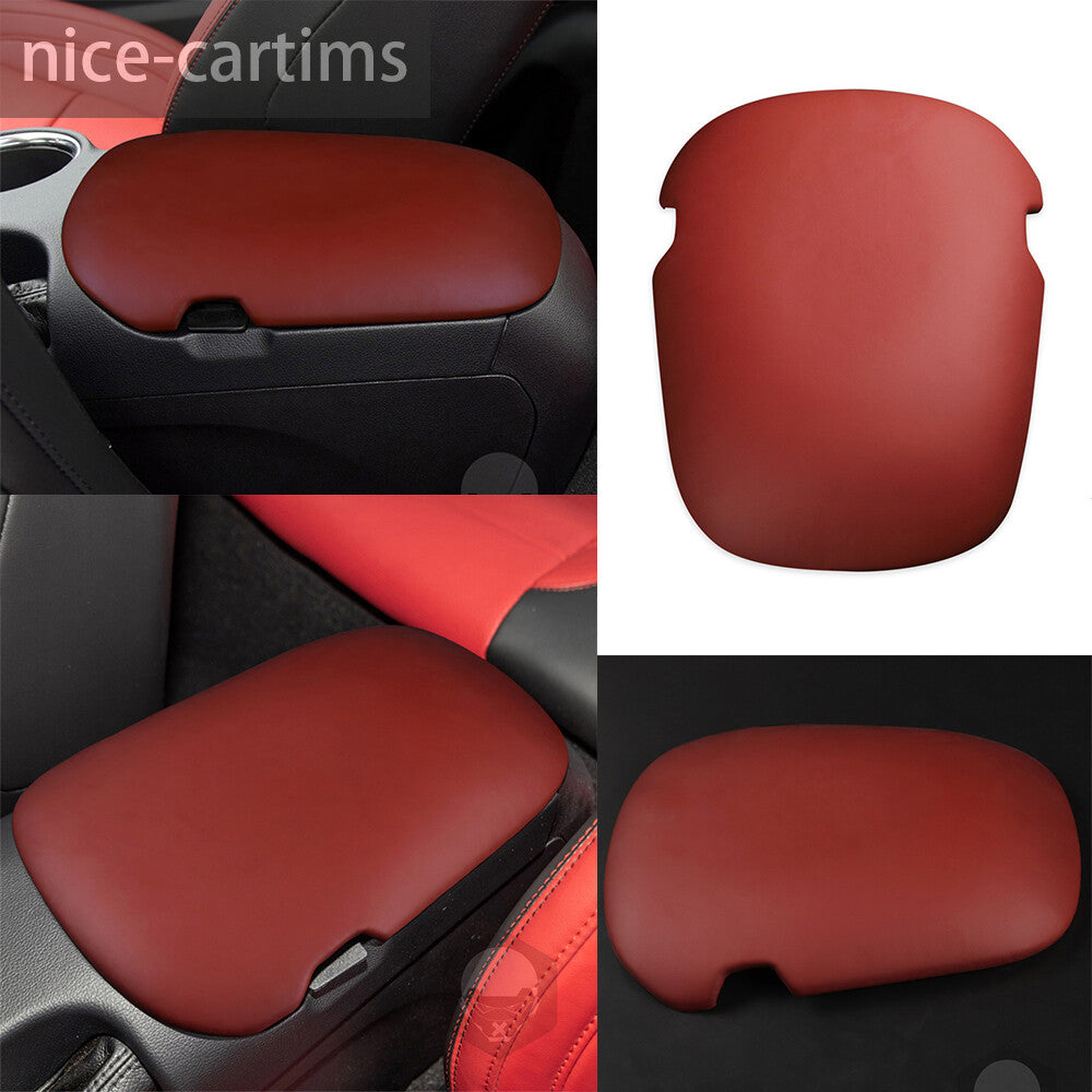 PU Leather Red Center Console Armrest Box Panel Cover for Ford for Mustang 2015-2023