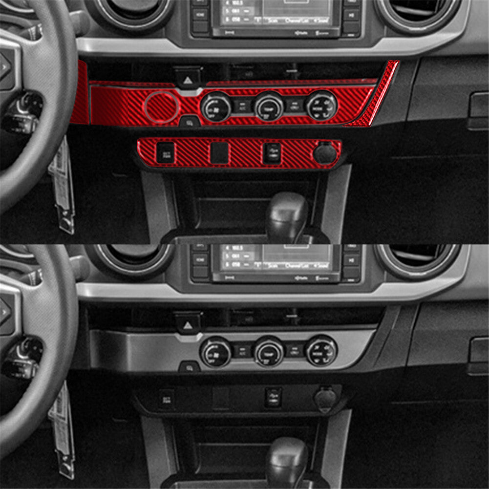 7xFor for Toyota Tacoma Carbon Fiber Air Condition Knob Panel Trim Cover 2016-21 Red