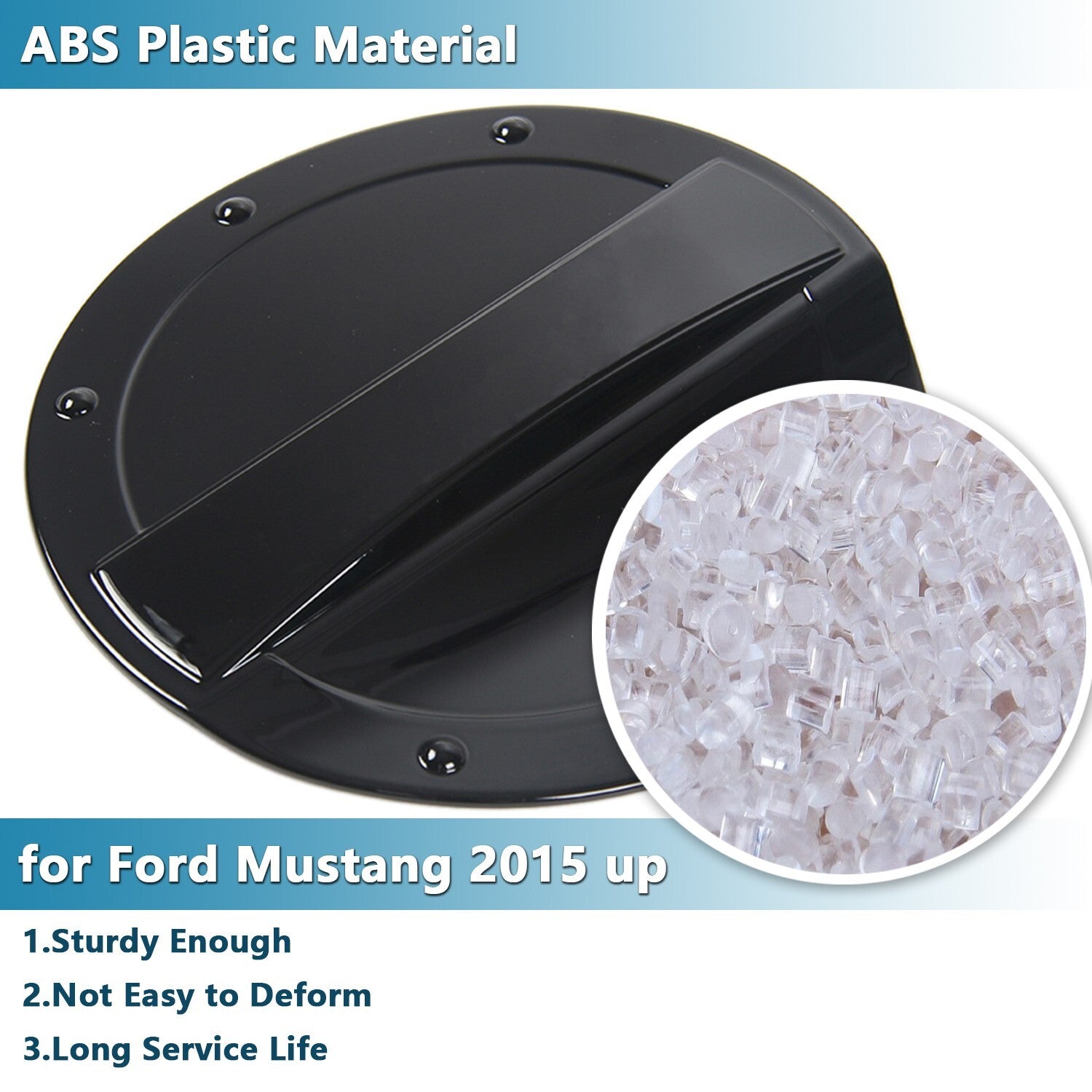 Black Fuel Tank Cap Oil Gas Cover Mouldings Trim for Ford for Mustang 2015-2024