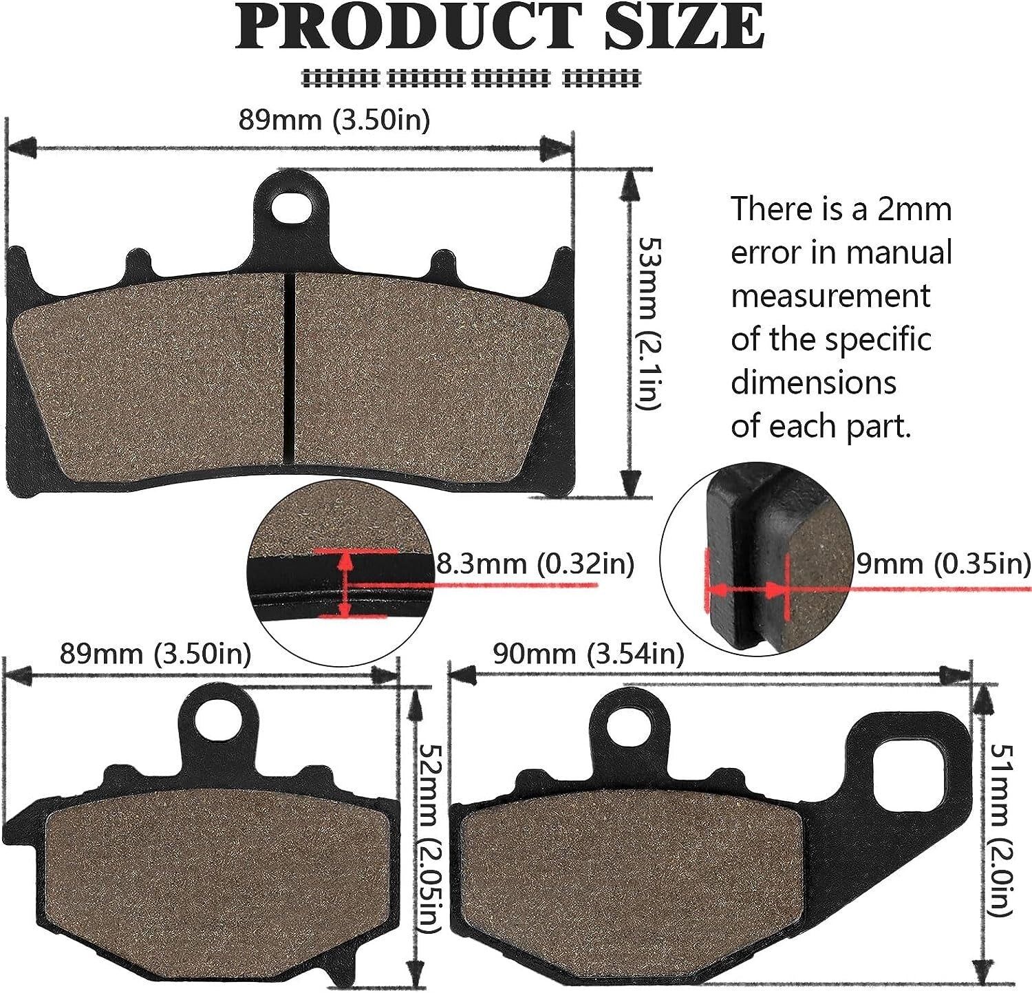 Brake Pads for Kawasaki ZX6R ZX-6R ZX600 1998-2001, ZZR600 ZX 600 2005-2008 ZX9R