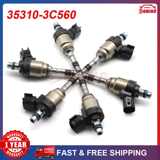6x 35310-3C560 Fuel Injector For 14-18 for Hyundai Santa 3.8L V6 for Kia Sorento 3.3L V6