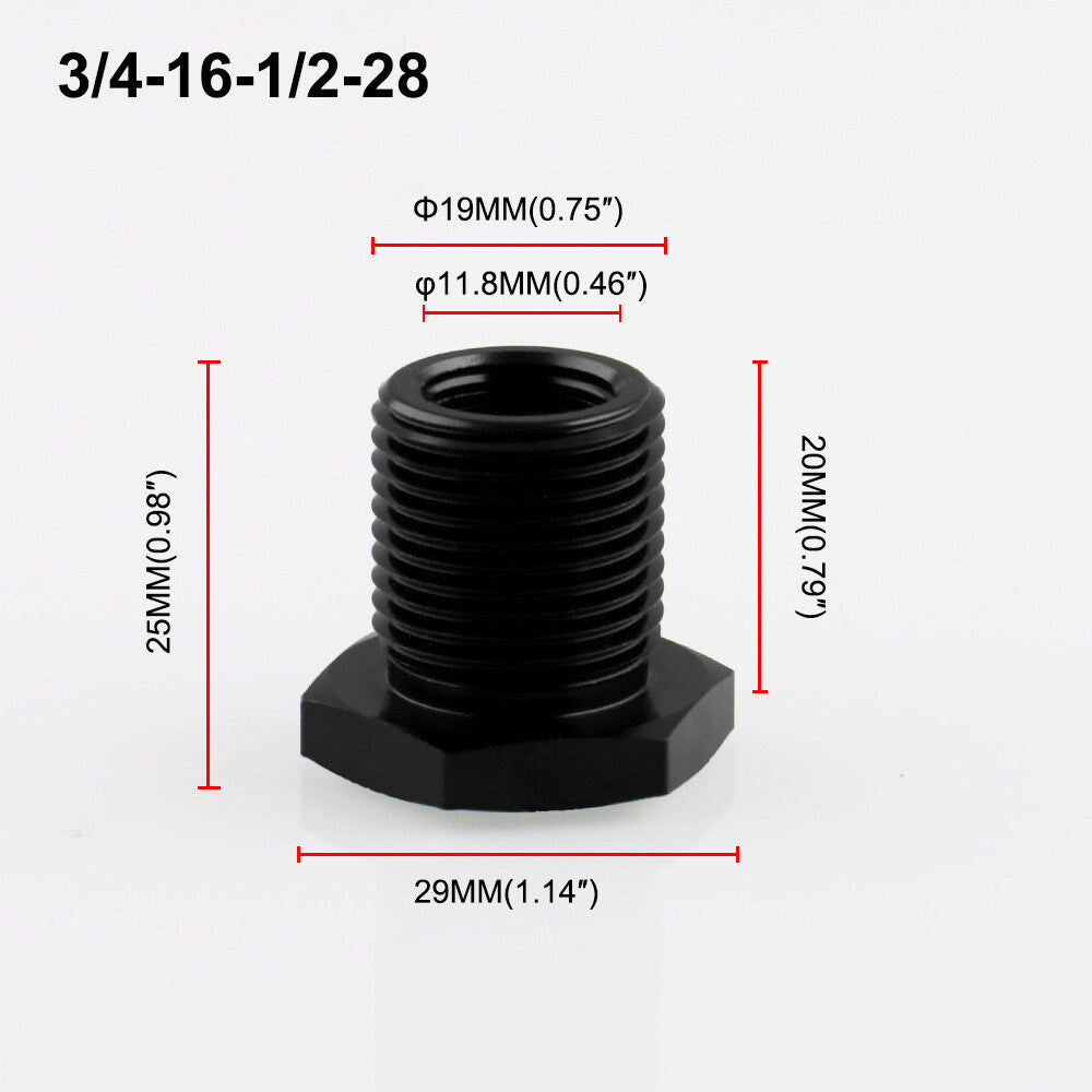 1PC 1/2-28 to 3/4-16 Automotive Threaded Oil Filter Adapter Black Aluminum Black