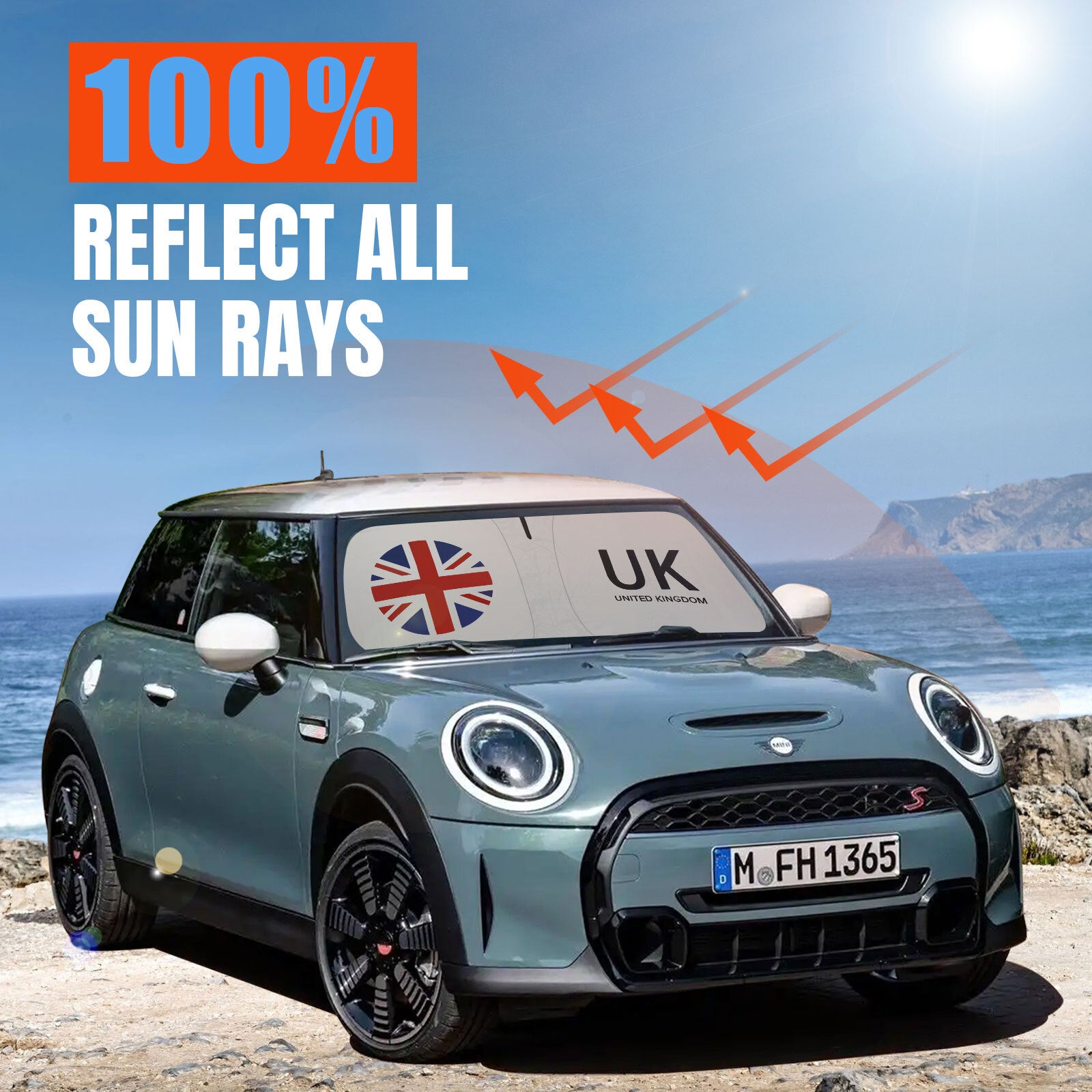 Red Union Jack For 15-23 for Mini Cooper F55 F56 F57 Car Windshield Sun Shade Cover