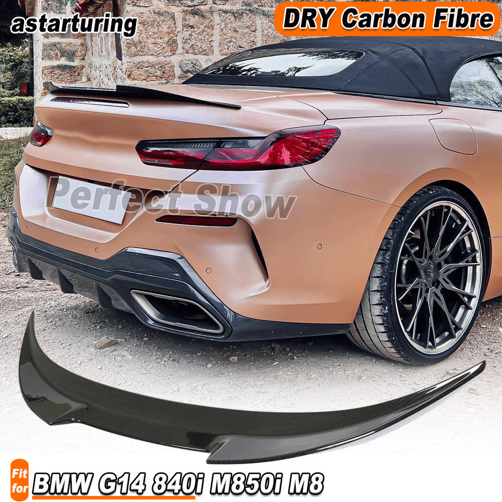 for BMW 8 Series G14 F91 840i M8 18-24 Dry Carbon Fiber Rear Trunk Spoiler Wing