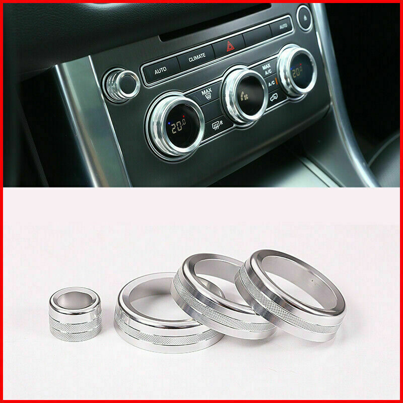 Car Silver AC Volume knob Ring Cover Trim for Land Rover Range Sport 2014-2017