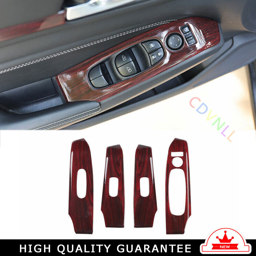 Glass Window Lifting Lock Panel Trim Fit for Nissan Altima 19-22 Red Wood Grain