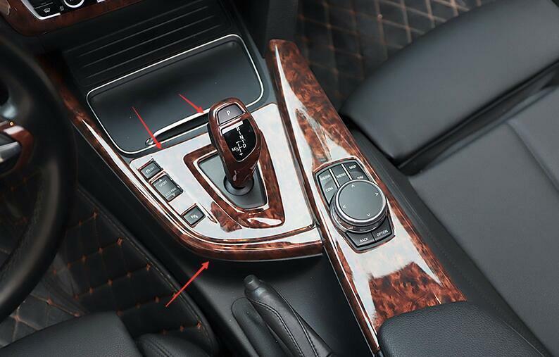 for BMW F30 F32 F33 F36 2013-2019 Wood Grain Console Gear Shift Frame Trim 3PCS