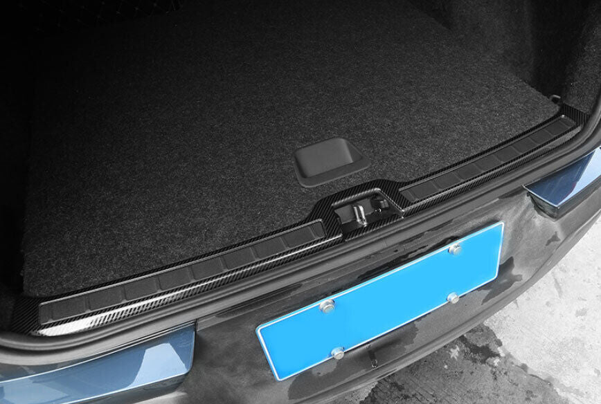for Volvo XC40 2019-22 Carbon Fiber Steel Rear Bumper Sill Plate Protector Guard