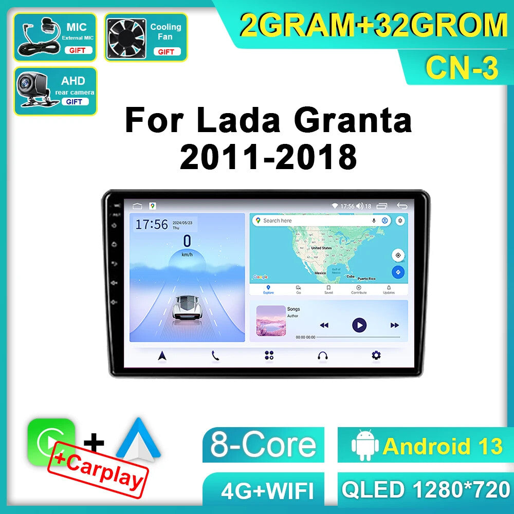 for LADA Granta Sport 2011-2018 Stereo CarPlay Car Radio GPS Video Player Screen
