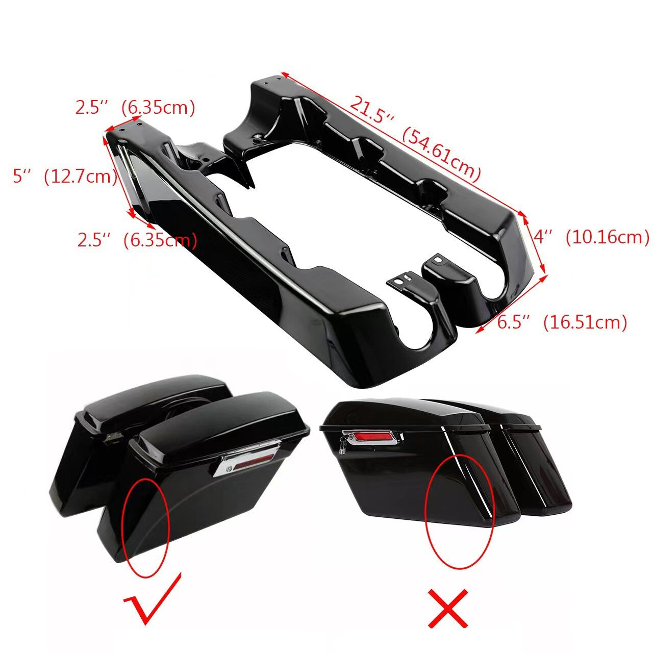 Saddlebag Extension for Harley Touring Electra Street Road Glide 1994-2013 BLACK