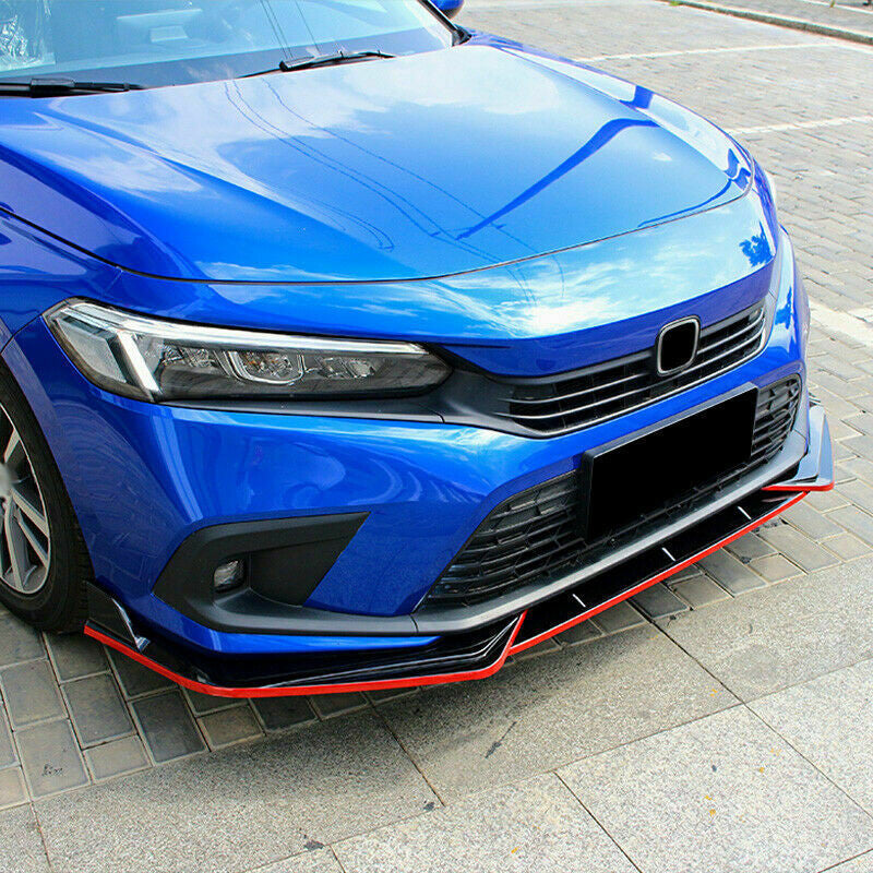 for Honda for Civic Sedan 2022-2023 BlackRed Front Bumper Lip Splitter Spoiler Lip