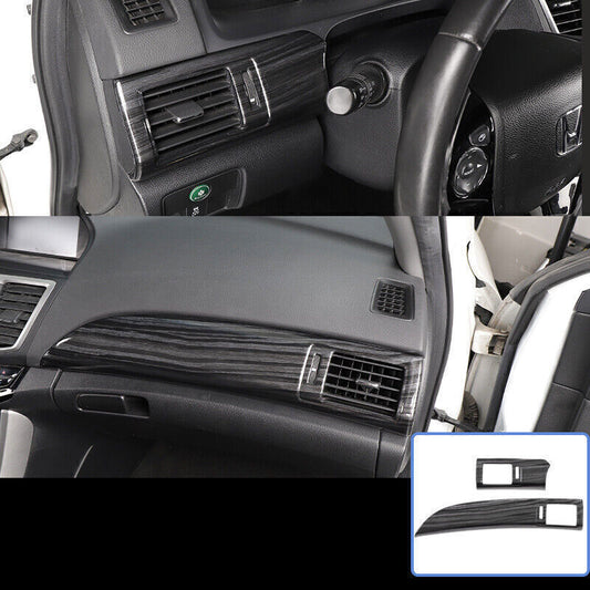 for Honda Accord 2014-2017 Black Wood Grain for Co -Pilot Dash Strip Air Vent Cover