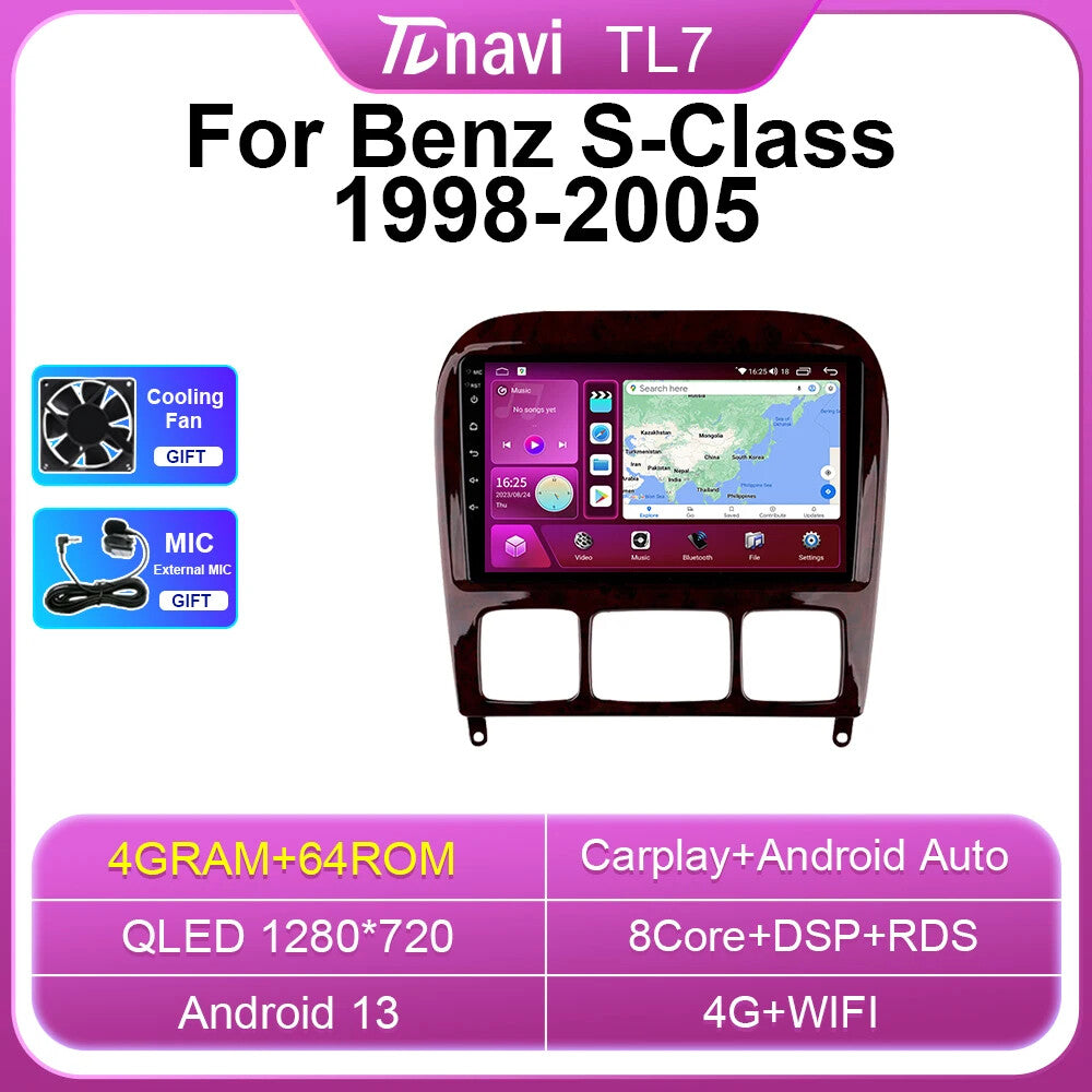 Android CarPlay Screen for Mercedes for Benz S Class 1998-2005 Car Radio GPS Player