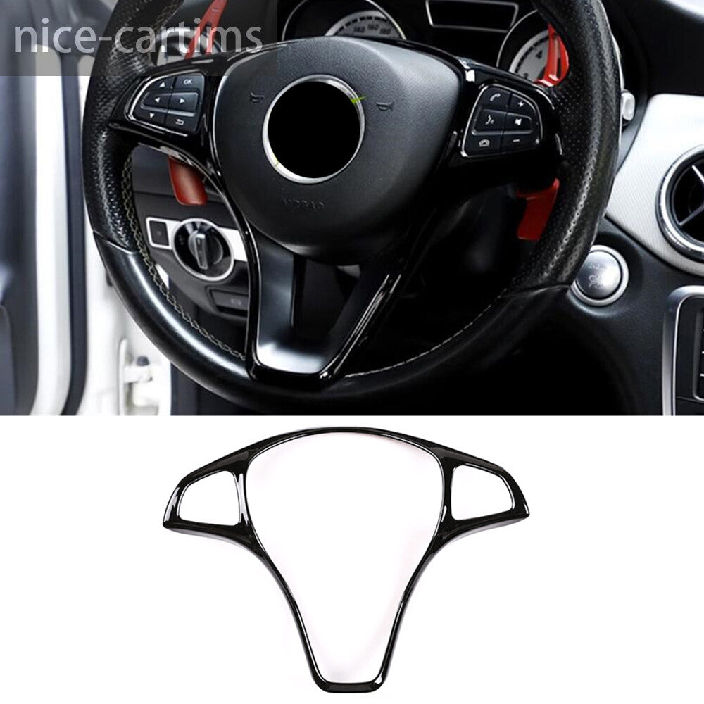 Gloss Black Steering Wheel Cover for Benz C E GLC GLA CLA Class W205 W213 X253