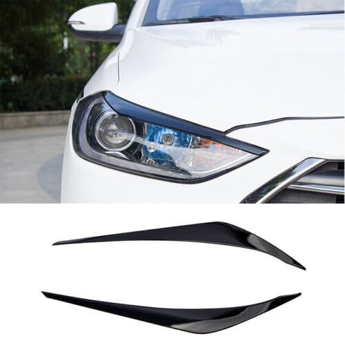 for Hyundai for Elantra 17-2018 Gloss Black Headlight Front Lamp Eyebrow Strips Trim