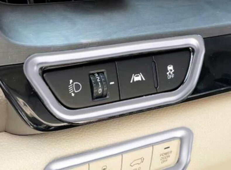 for Kia Carnival 2022-2023 Silver Car Headlight Switch Button Cover Trim Frame