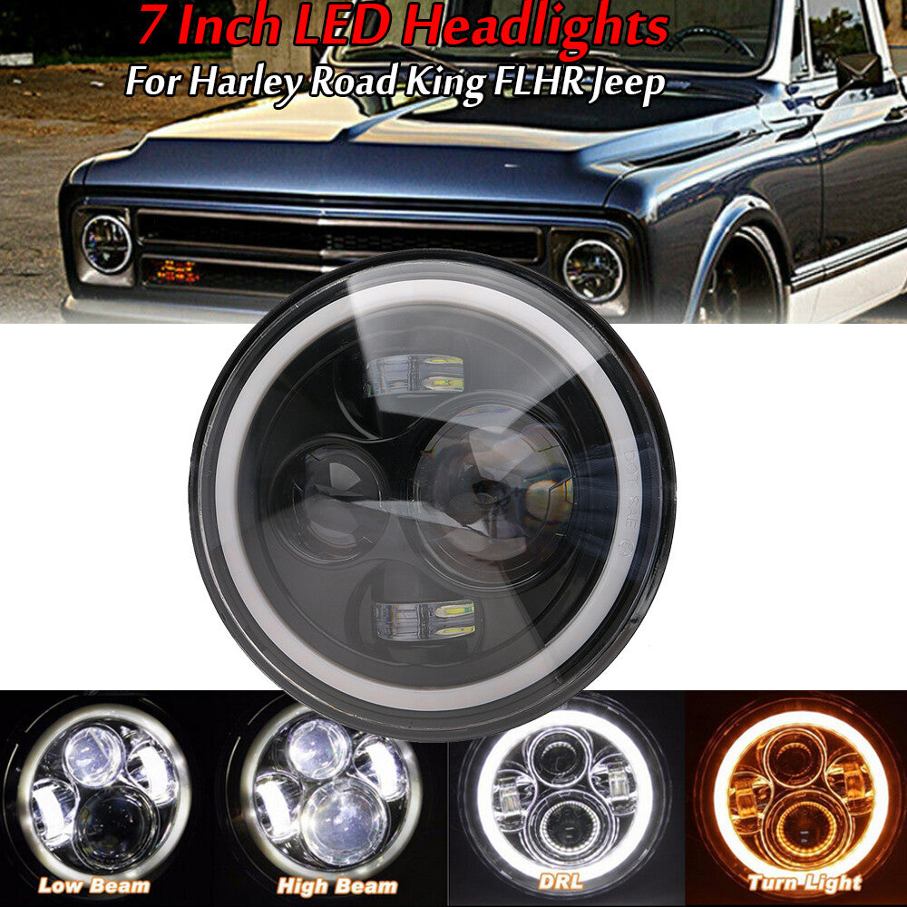 7-inch LED headlights with cornering eyes suitable for Harley Road for Jeep for Wrangler JK TJ CJ LJ