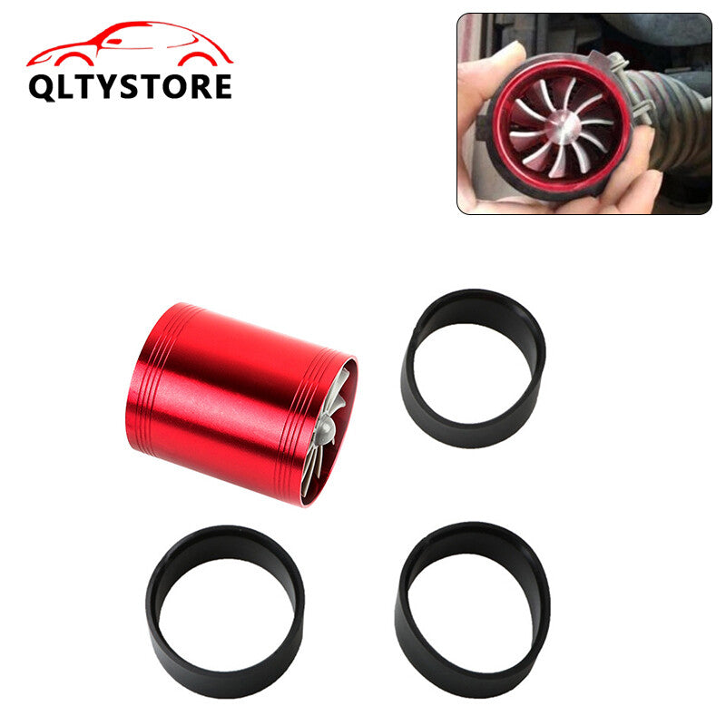 Car Air Intake Turbonator Double Fan Universal Turbine Gas Fuel Saver Turbo Red