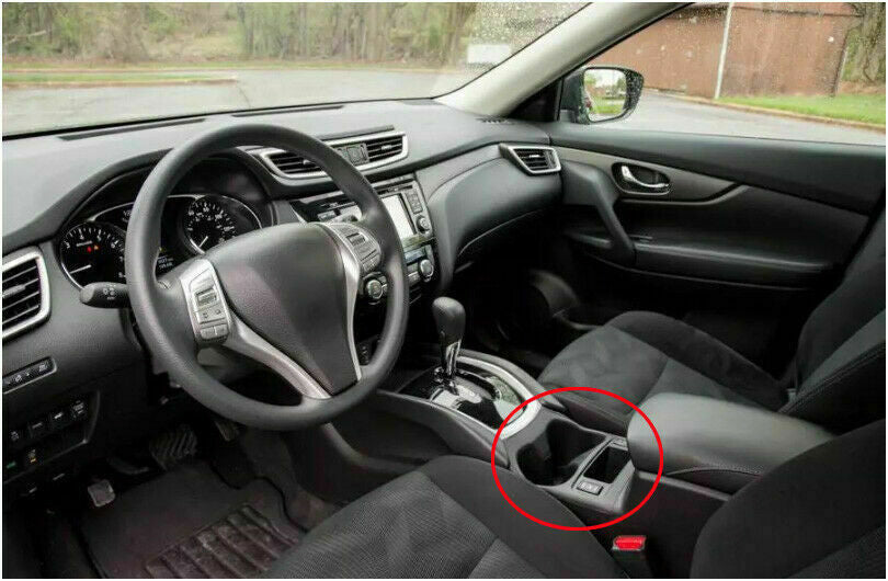 For 2014-2020 for Nissan Rogue ABS Bright Black Console Water Cup Holder Frame Trim