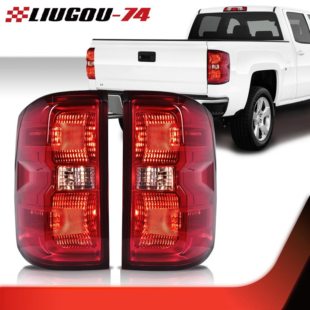 2-Piece Red Lens Rear Taillight Brake Light Strip Wiring Harness Suitable for 14-19 Silverado